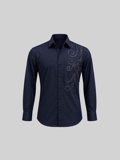 Embroidered Cotton Satin Shirt