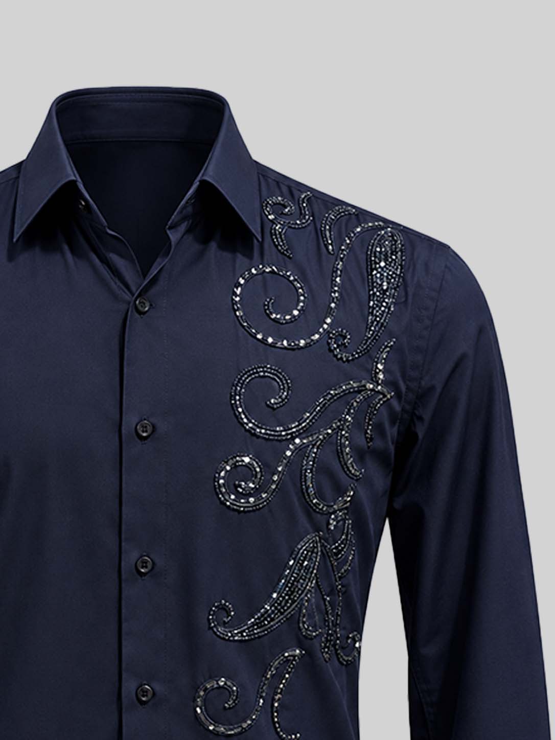 Embroidered Cotton Satin Shirt