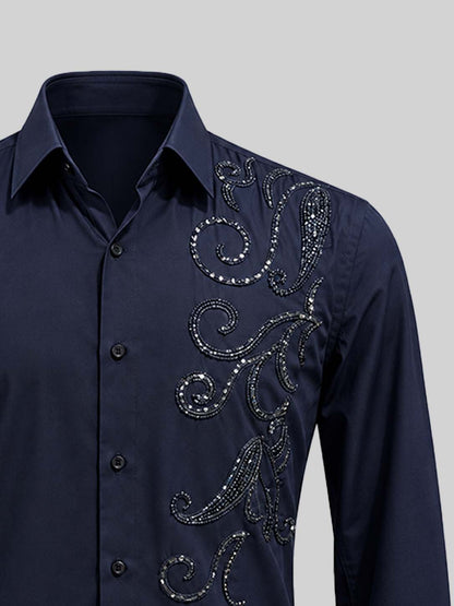 Embroidered Cotton Satin Shirt