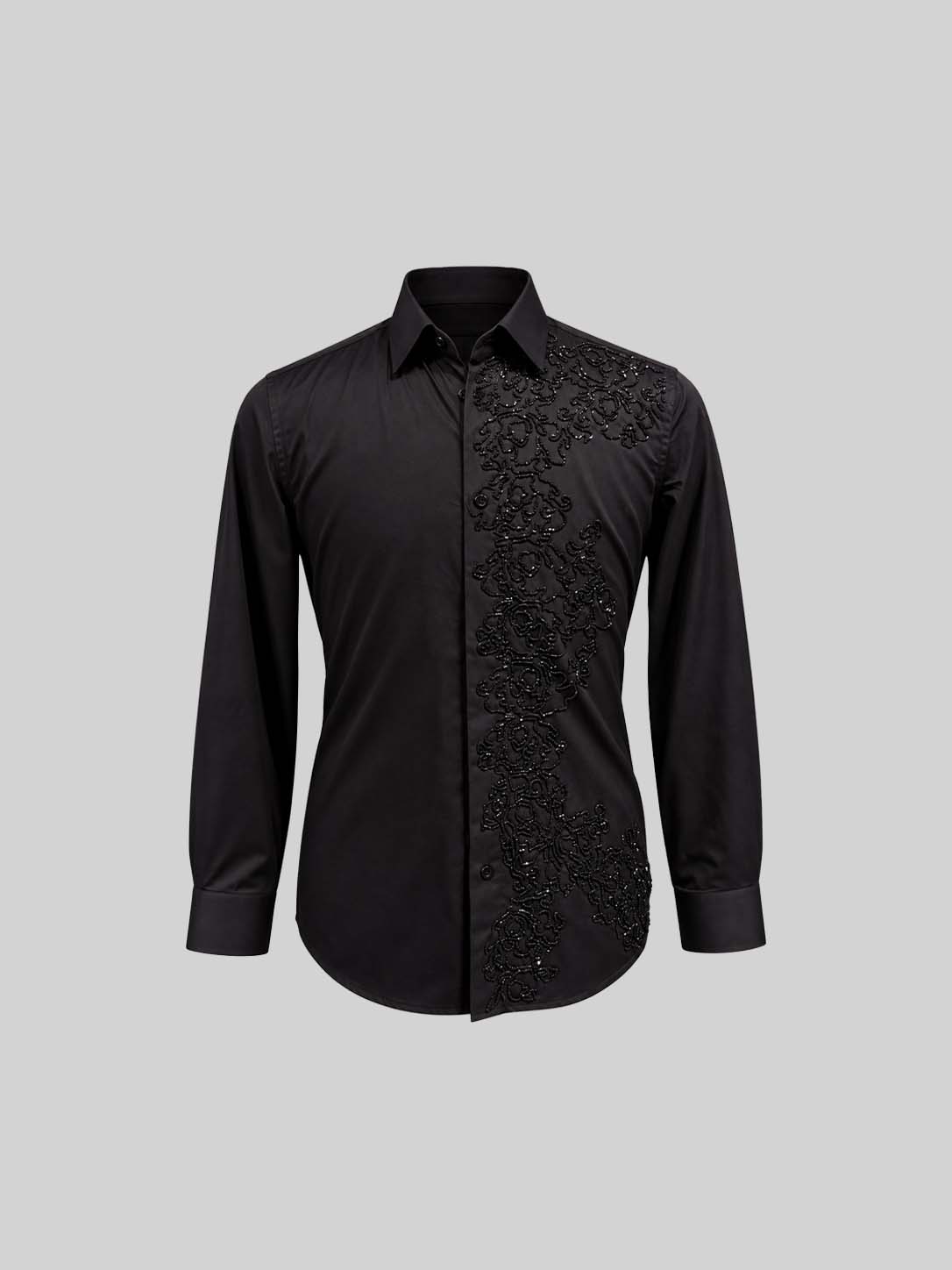 Embroidered Cotton Satin Shirt