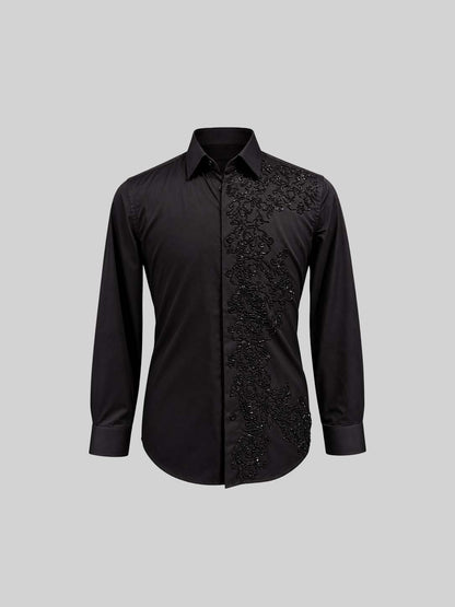 Embroidered Cotton Satin Shirt