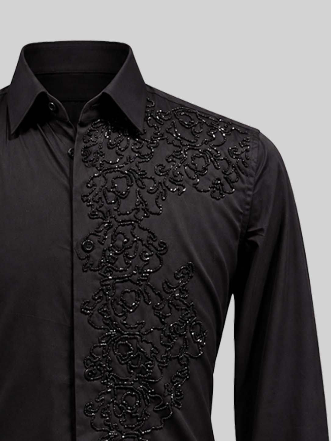 Embroidered Cotton Satin Shirt