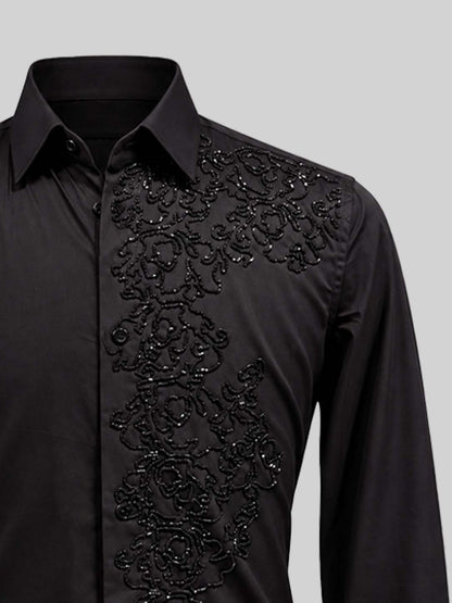 Embroidered Cotton Satin Shirt
