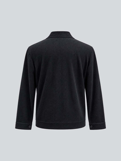 Navy Corduroy Embroidered Jacket for Men