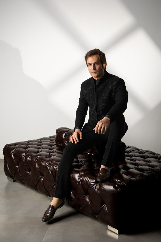 BLACK JAPANESE GLASS  EMBROIDERY BAND GALA  SET