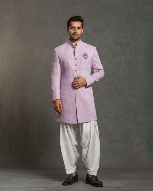 PURPLE EMBROIDERY INDO WESTERN