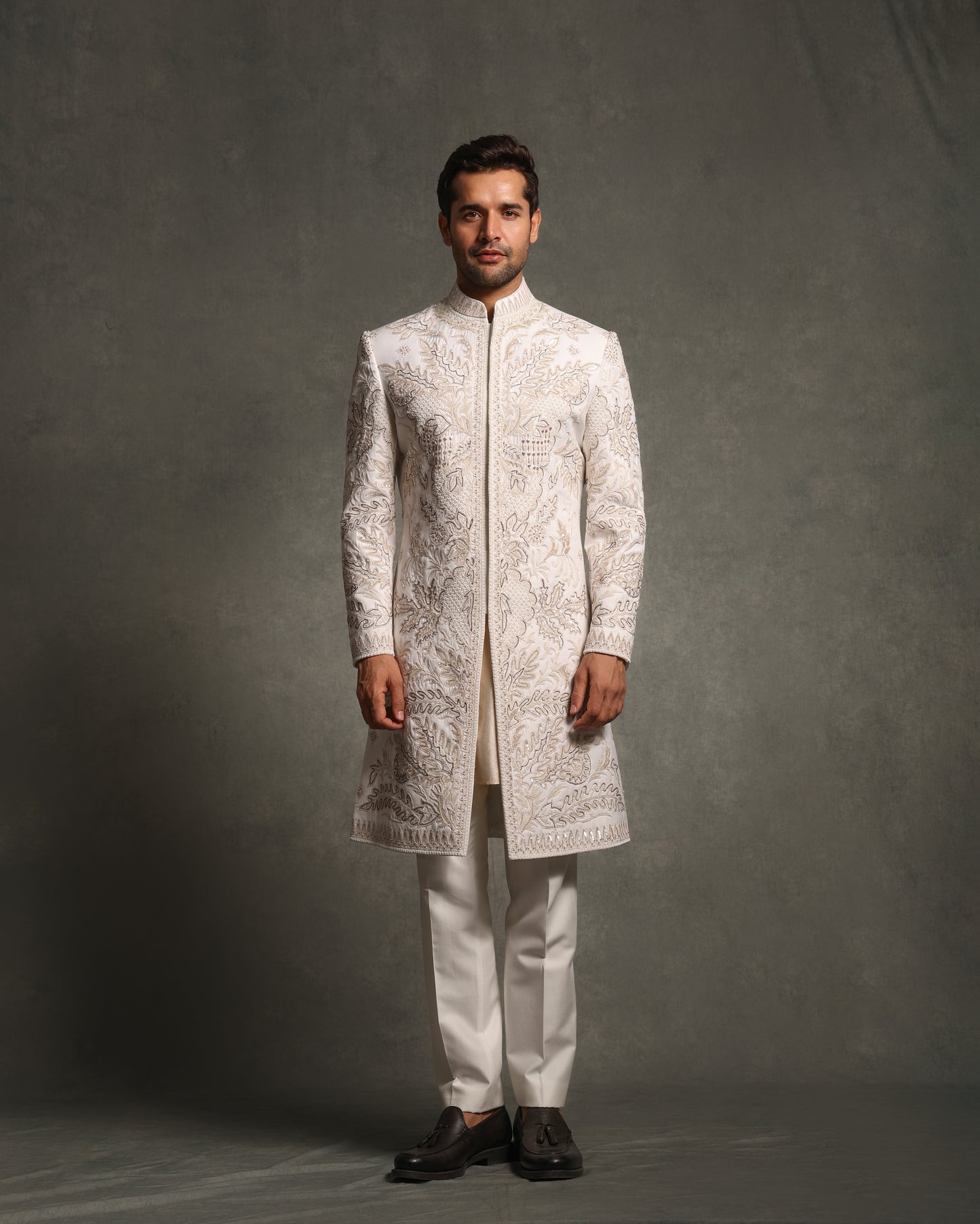 IVORY GLASS CUT EMBROIDERY SHERWANI