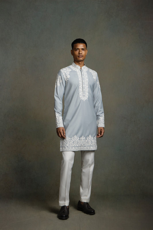 POWDER BLUE EMBROIDERY KURTA  SET