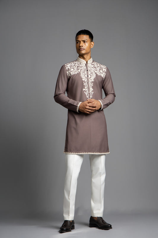 BROWN EMBROIDERY KURTA SET