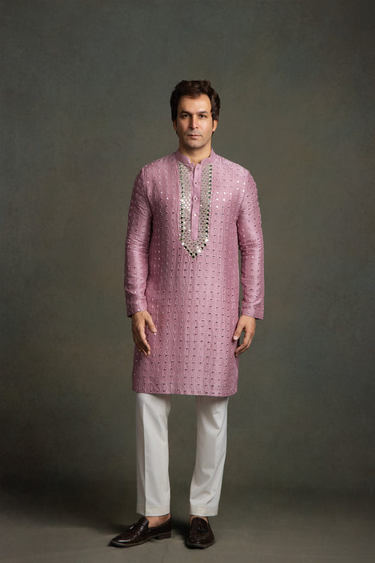 MIRROR GOLDEN  EMBROIDERY KURTA  SET