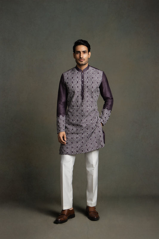 GEOMATRIC  EMBROIDERY KURTA SET