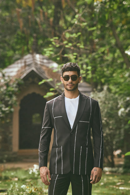 BLACK CASUAL LINEN   SUIT SET