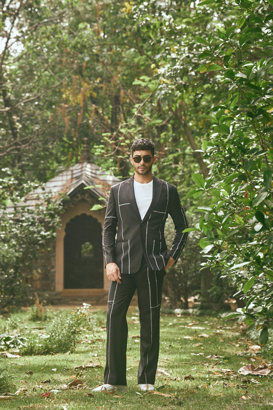 BLACK CASUAL LINEN   SUIT SET
