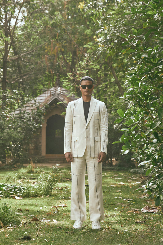 OFF WHITE LINEN CAUSAL SUIT