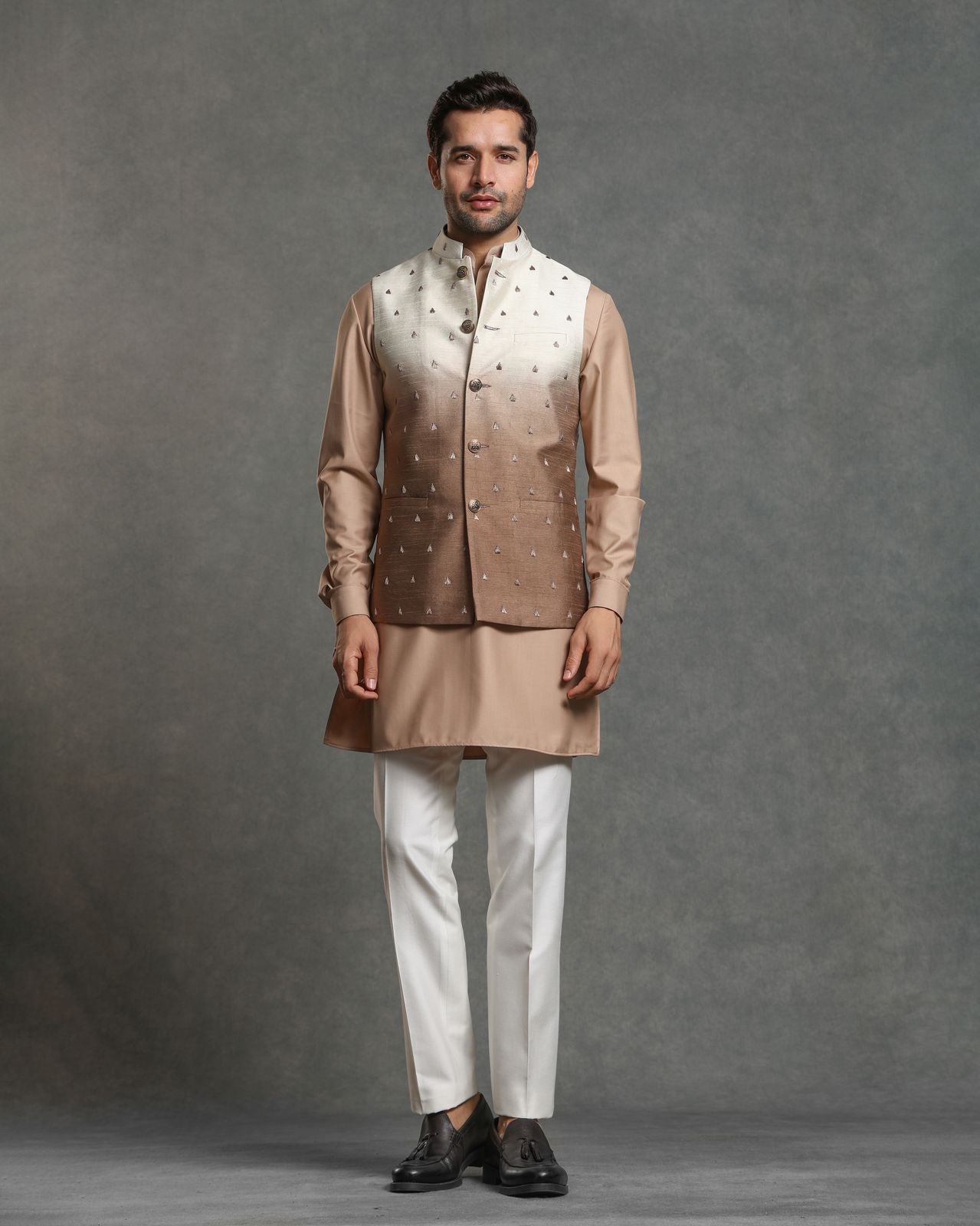 OMBRE BROWN NEHRU JACKET KURTA SET