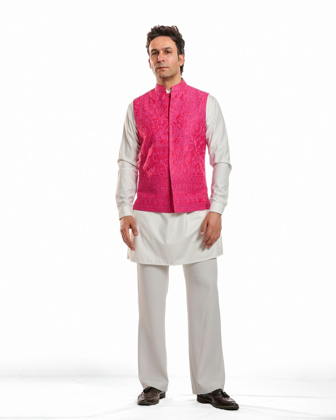PINK THREAD EMBROIDERY NEHRU JACKET KURTA SET
