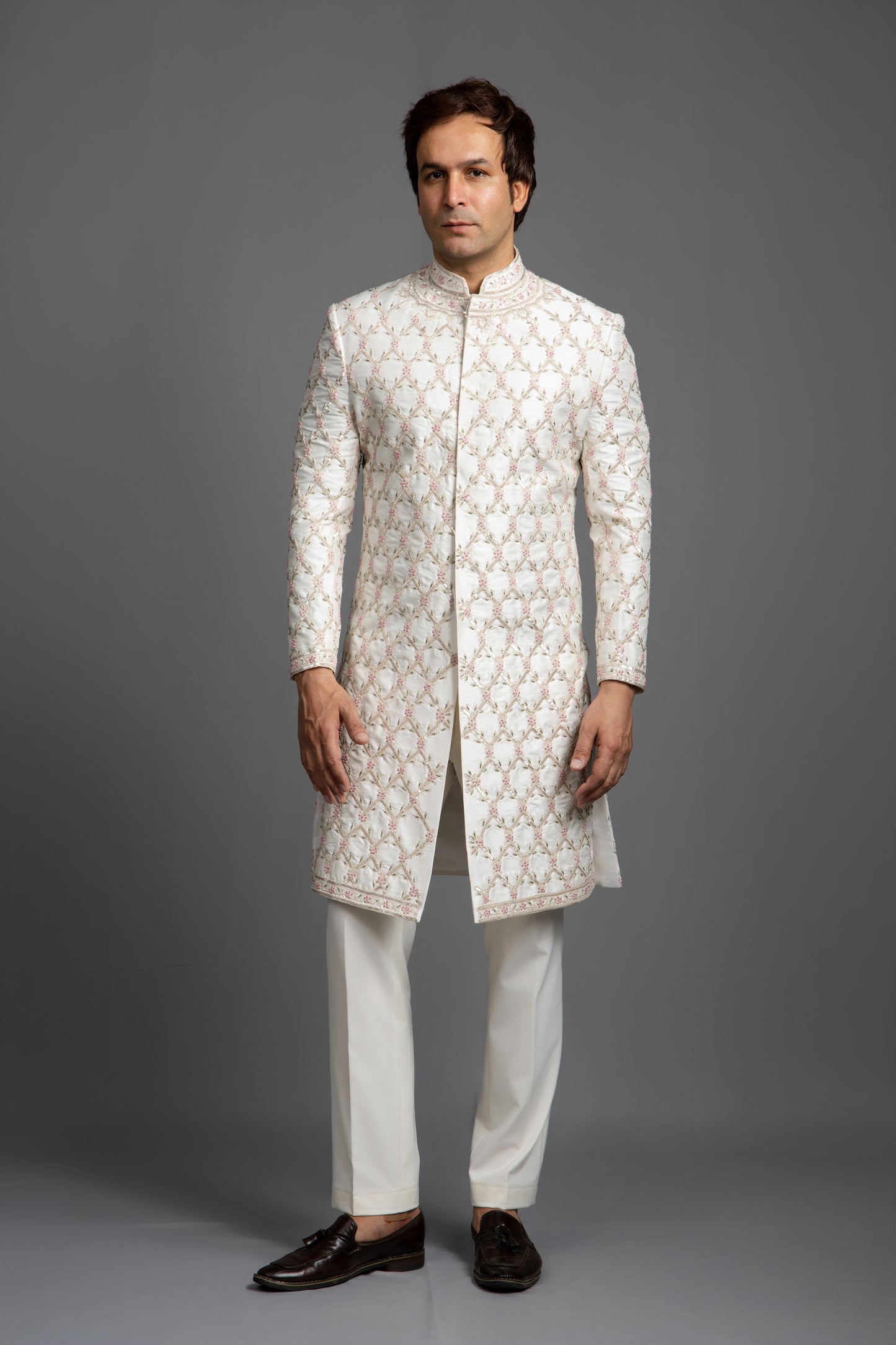 IVORY SEQUNCE EMBROIDERY SHERWANI SET
