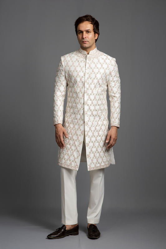 IVORY SEQUNCE EMBROIDERY SHERWANI SET