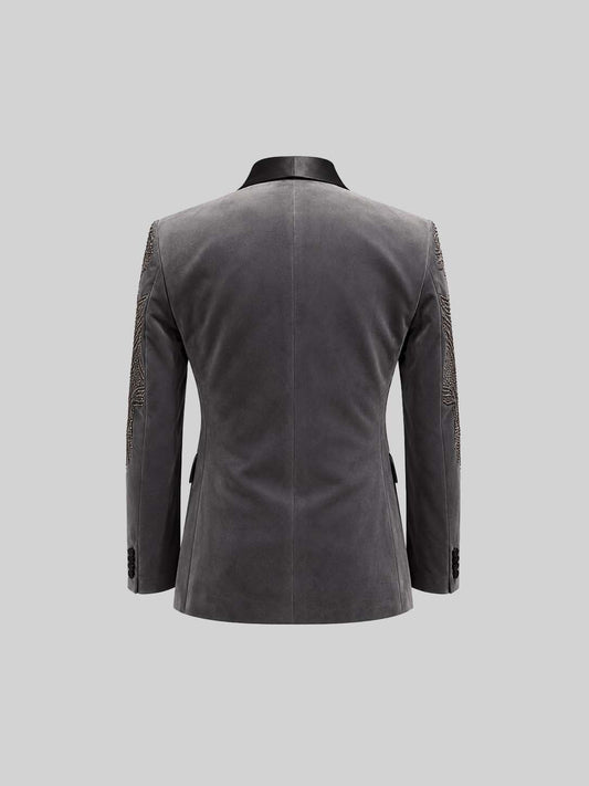 GREY GLASS-CUT EMBROIDERY TUXEDO
