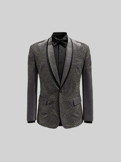 GREY GLASS-CUT EMBROIDERY TUXEDO