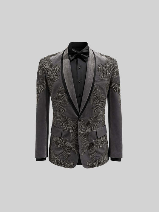 GREY GLASS-CUT EMBROIDERY TUXEDO