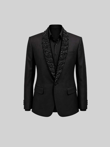 Black Crystal Stone Embellished Tuxedo