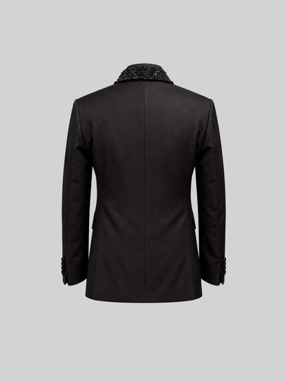 Black Crystal Stone Embellished Tuxedo