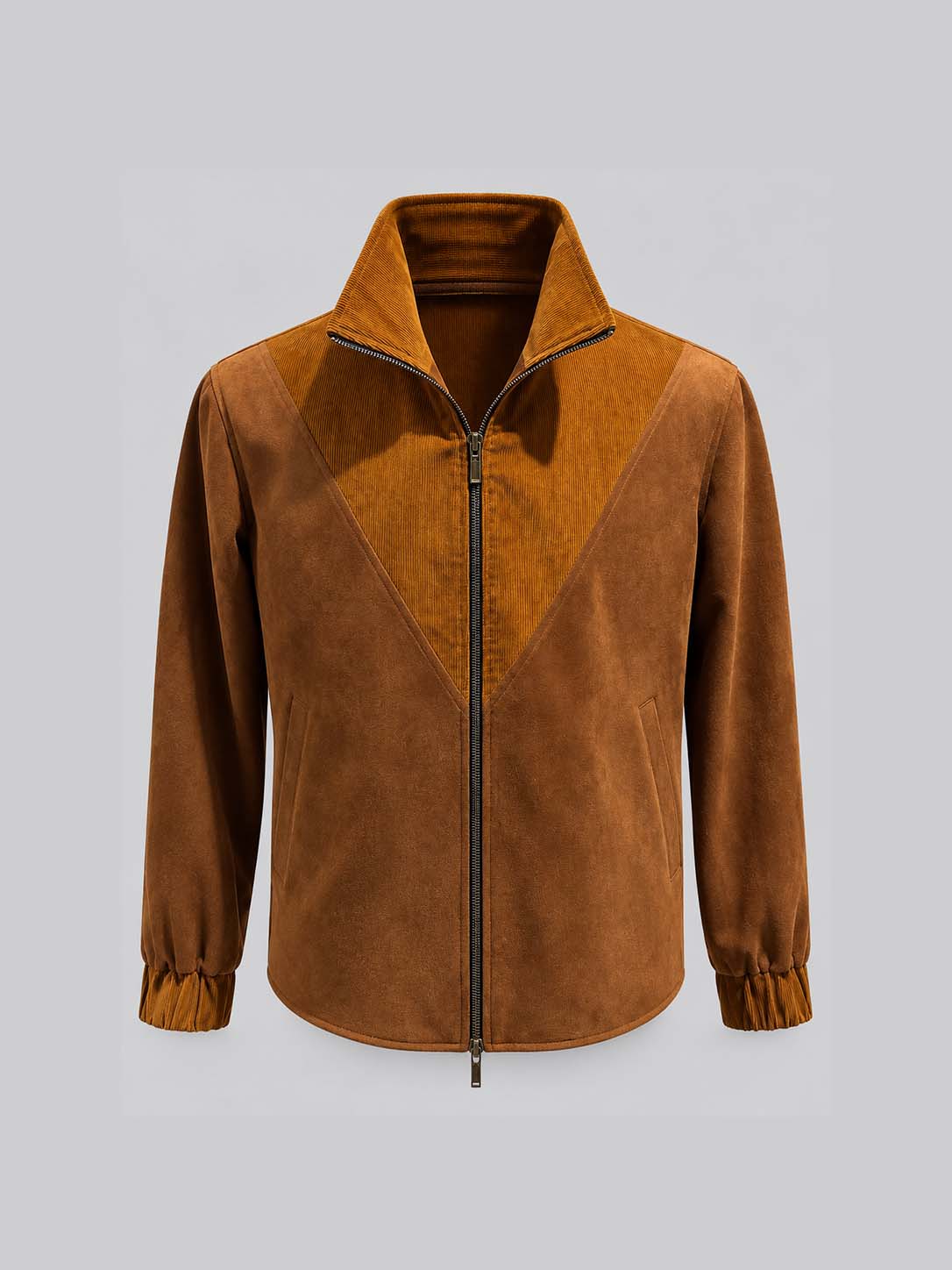 Mustard Velvet Zip Jacket for Men