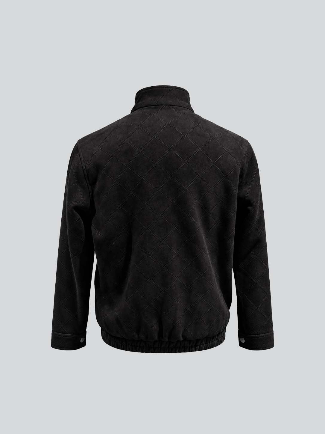 Black Suede Sequin Embellished Jacket for Men
