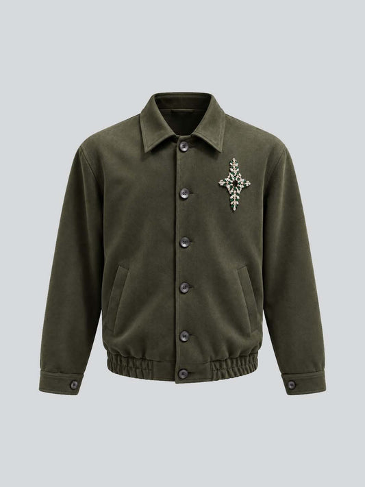 OLIVE GREEN EMBELLISHED JACKET