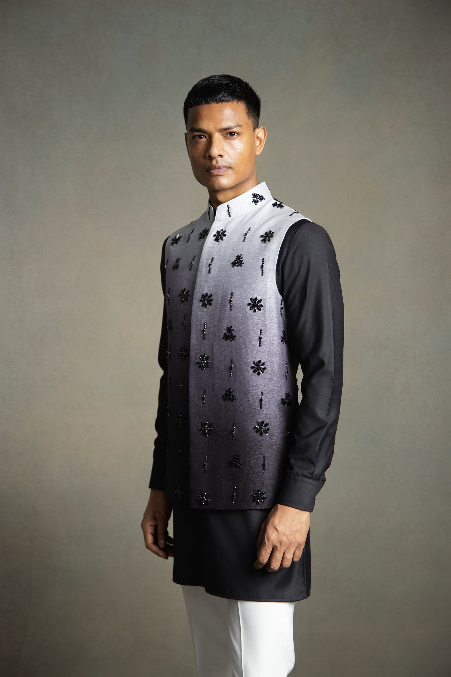 OMBRE STONE EMBROIDERY NEHRU JACKET SET