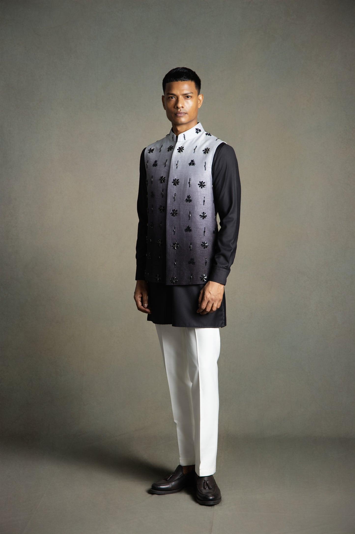 OMBRE STONE EMBROIDERY NEHRU JACKET SET