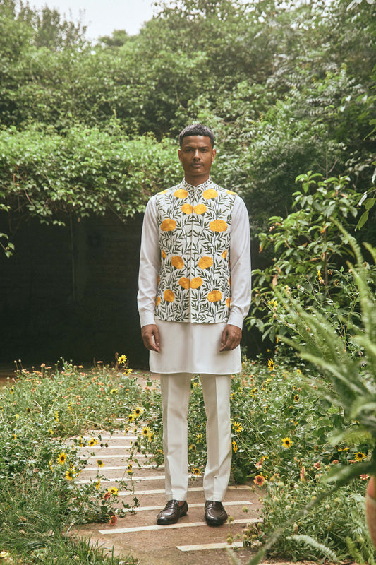 MULTI COLOUR SILK   EMBROIDERY NEHRU JACKET SET