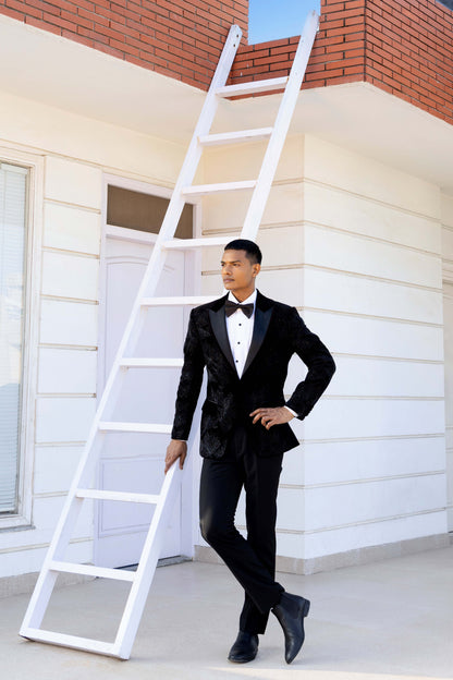 BLACK BELVET BEADS WITH GLASS WORK TUXEDO