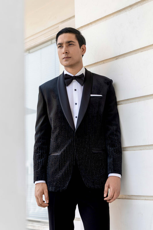 CRYSTLE STONE EMBROIDERY TUXEDO