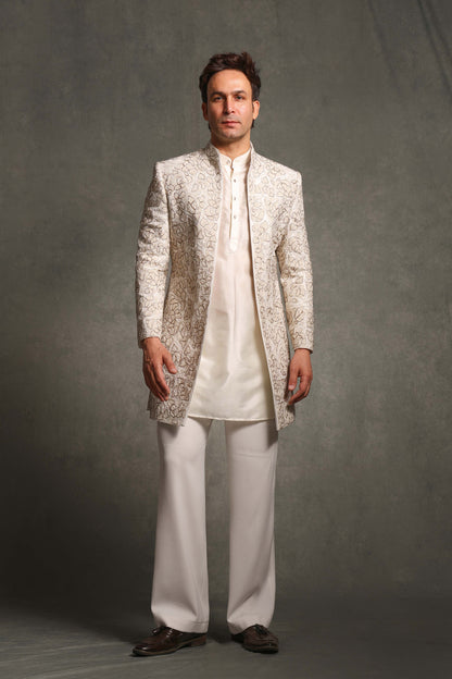 OPEN IVORY THREAD WITH GLASS EMBROIDERY INDOWESTERN