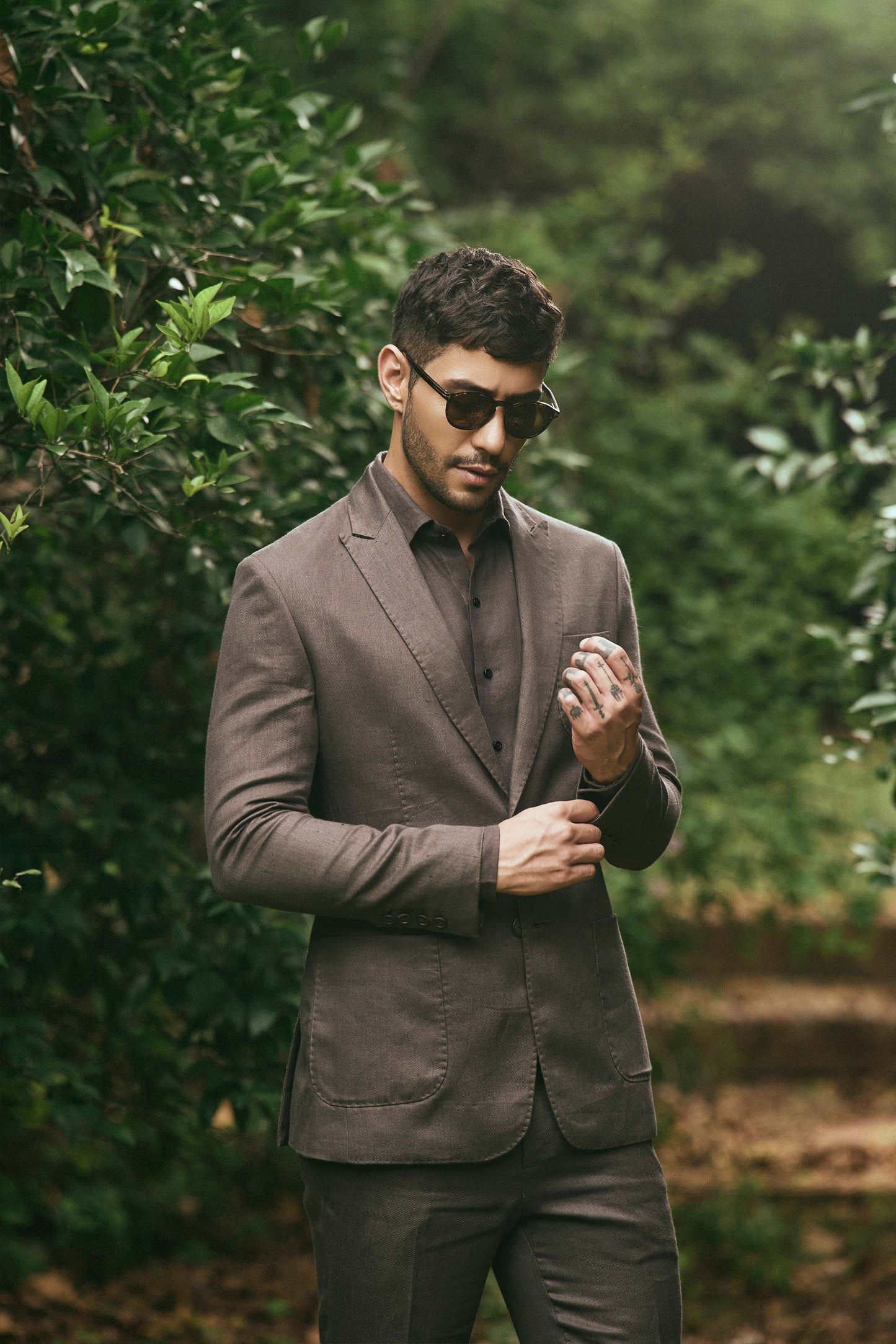 DARK BROWN LINEN SUIT