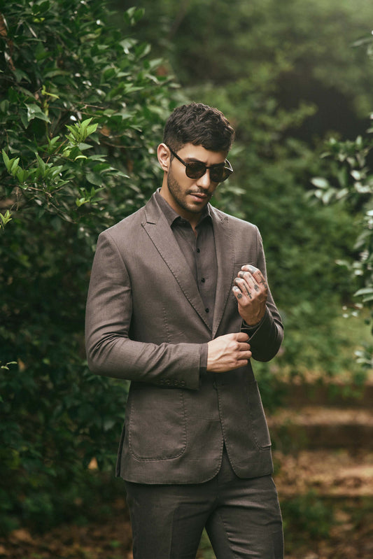 DARK BROWN LINEN SUIT