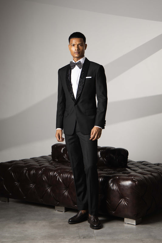 CRYSTLE STONE EMBROIDERY TUXEDO