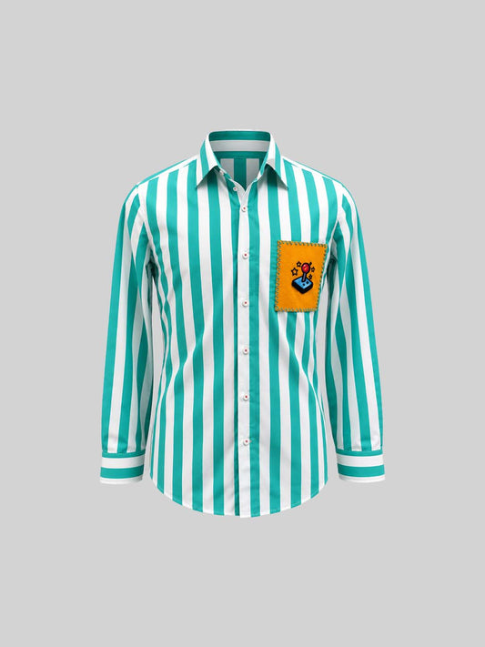 Striped Cotton Shirt with Embroidered Patch
