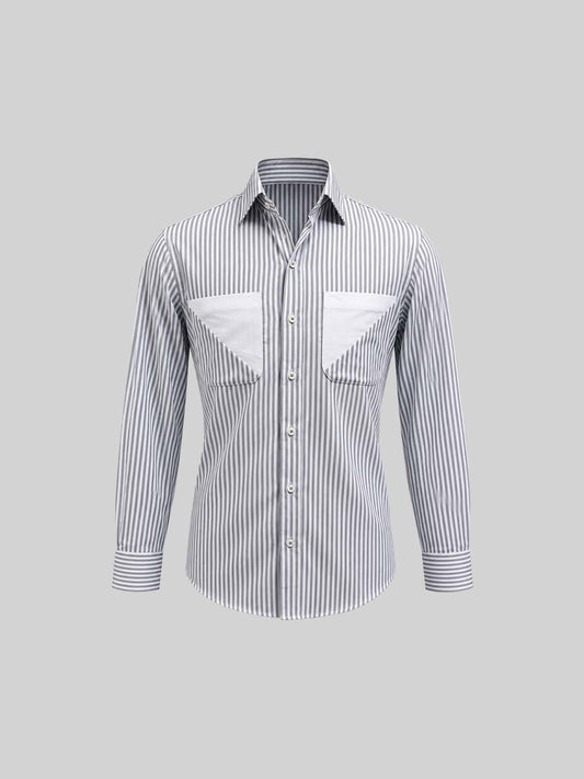 Striped Cotton Shirt with Pocket