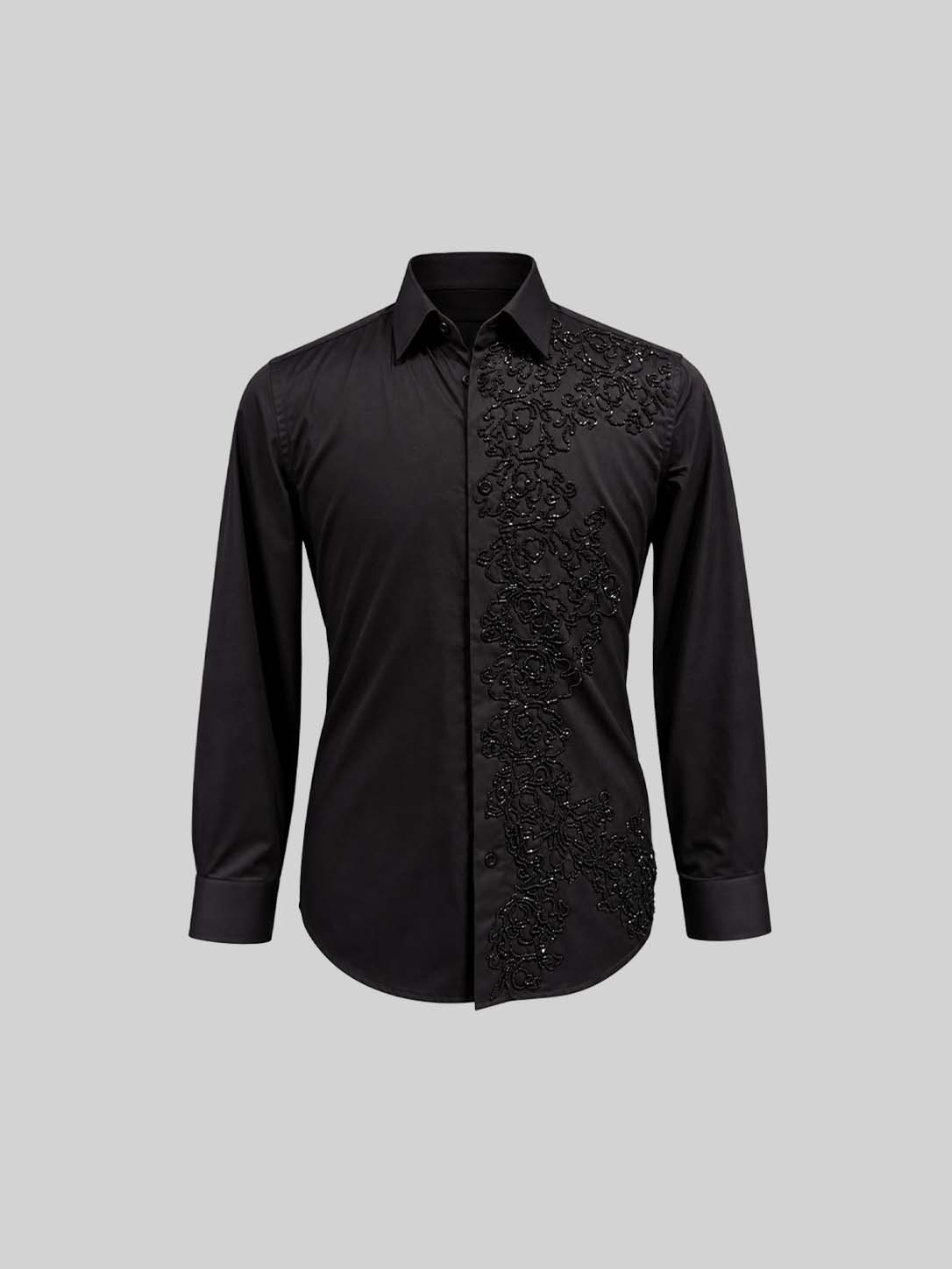 Embroidered Cotton Satin Shirt