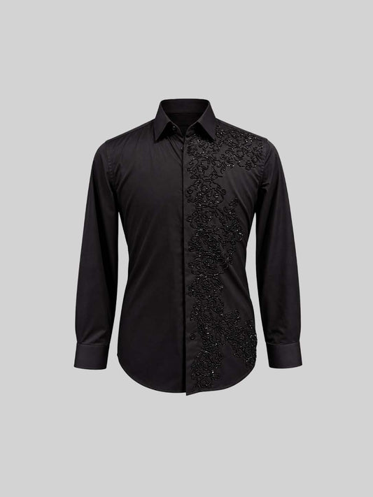 Embroidered Cotton Satin Shirt