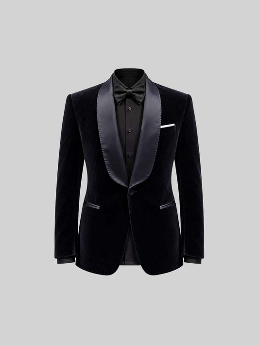 DARK BLUE SILK VELVET TUXEDO