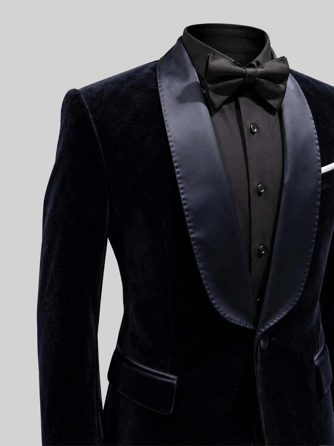 DARK BLUE SILK VELVET TUXEDO