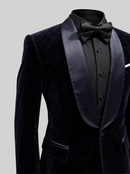 DARK BLUE SILK VELVET TUXEDO