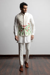 White tulips nehru jacket