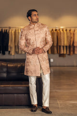Onion Pink fully Embroidered Indo Western Jacket Set
