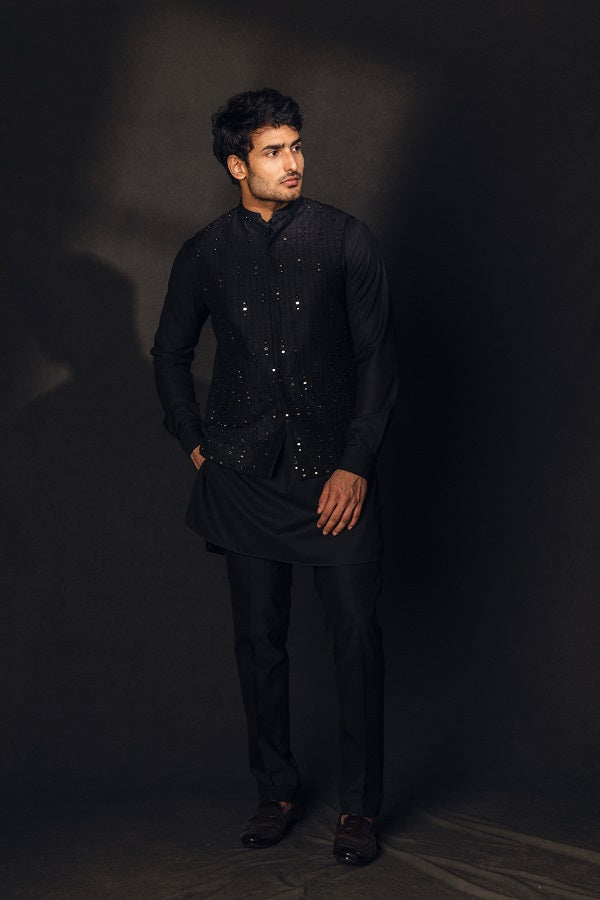 Black miror work nehru jacket