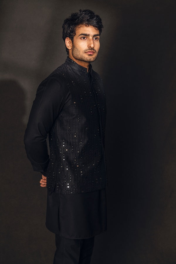 Black miror work nehru jacket